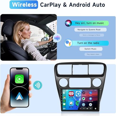 ستيريو راديو السيارة 2G+64G لسيارة Honda Accord 6th 1998-2003 مع CarPlay/Android Auto، شاشة لمس عالية الدقة 9 بوصة Android 13 وحدة رئيسية GPS WiFi Bluetooth FM/RDS EQ HD كاميرا احتياطية in Kuwait