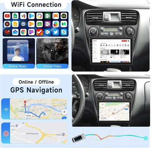 ستيريو راديو السيارة 2G+64G لسيارة Honda Accord 6th 1998-2003 مع CarPlay/Android Auto، شاشة لمس عالية الدقة 9 بوصة Android 13 وحدة رئيسية GPS WiFi Bluetooth FM/RDS EQ HD كاميرا احتياطية in Kuwait