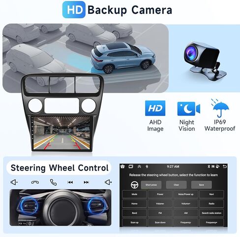 ستيريو راديو السيارة 2G+64G لسيارة Honda Accord 6th 1998-2003 مع CarPlay/Android Auto، شاشة لمس عالية الدقة 9 بوصة Android 13 وحدة رئيسية GPS WiFi Bluetooth FM/RDS EQ HD كاميرا احتياطية in Kuwait