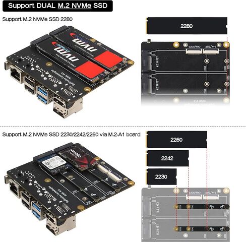 Geekworm X1500 CM5 IO Carrier Board+Metal Case for Raspberry Pi Compute Module 5 Support Dual M.2 NVMe SSD|1GbE Ethernet Port in Saudi Arabia