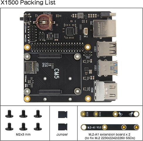Geekworm X1500 CM5 IO Carrier Board+Metal Case for Raspberry Pi Compute Module 5 Support Dual M.2 NVMe SSD|1GbE Ethernet Port in Saudi Arabia