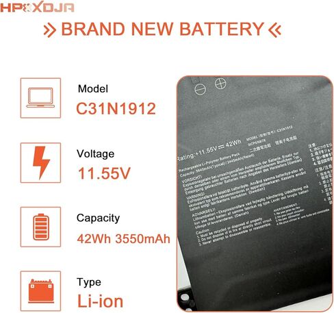 C31N1912 B31N1912 Laptop Battery Replacement for Asus VivoBook 14 E410M E410MA L410M L410MA E410KA E510MA E510KA F414MA L510MA R522MA E410MA-EK007TS EK018TS EK087T E410MA-EK991TS E510KA-EJ033TS in Kuwait