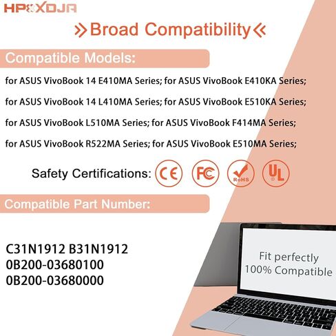 C31N1912 B31N1912 Laptop Battery Replacement for Asus VivoBook 14 E410M E410MA L410M L410MA E410KA E510MA E510KA F414MA L510MA R522MA E410MA-EK007TS EK018TS EK087T E410MA-EK991TS E510KA-EJ033TS in Kuwait