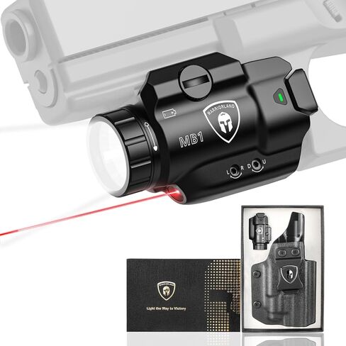 WARRIORLAND MB1 Pistol Light and Custom Kydex Holster, Fit for M&P 9mm Shield EZ, Compact 500 Lumens Universal Rail Mounted Tactical Weapon Light with Red Laser & White LED, Power Indicator in Saudi Arabia