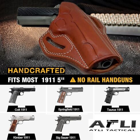 حافظة OWB 1911 مقاس 5 بوصات - حافظة جلدية بانكيك 1911 - تناسب جميع موديلات 1911 مع براميل مقاس 5 بوصات - من أجل Colt Kimber Rgr Taurus Springfield Browning CZ Remington Sig Armscor Norinco Pistols - 1911 Holsters in Kuwait