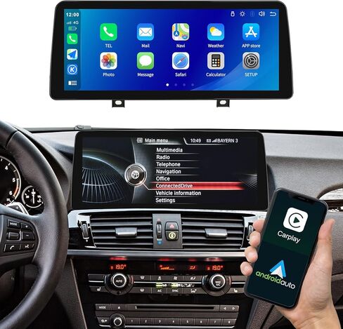 Wireless Carplay/Android Auto for BMW X3 F25 X4 F26 2014-2016 with NBT System 12.3 Inch Car Touch Screen Supprt Android Auto,Bluettoth,Mirrorlink,Siri,GPS,Rear Camera,Original Car Functions in Saudi Arabia