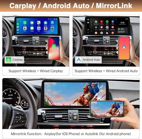 Wireless Carplay/Android Auto for BMW X3 F25 X4 F26 2014-2016 with NBT System 12.3 Inch Car Touch Screen Supprt Android Auto,Bluettoth,Mirrorlink,Siri,GPS,Rear Camera,Original Car Functions in Saudi Arabia