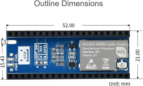 لوحدة عقدة Raspberry Pi Pico SX1262 LoRa، دعم بروتوكول LoRaWAN، اختيار نطاق التردد 915M (902~930MHz) @XYGStudy (Pico-LoRa-SX1262-915M) in Kuwait