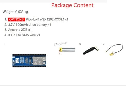 لوحدة عقدة Raspberry Pi Pico SX1262 LoRa، دعم بروتوكول LoRaWAN، اختيار نطاق التردد 915M (902~930MHz) @XYGStudy (Pico-LoRa-SX1262-915M) in Kuwait