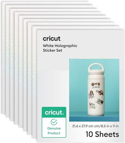 Cricut Printable Waterproof Holographic Sticker Set, Transparent - 10 Sheets in US Letter Size (8.5 x 11 in) - Compatible with Inkjet Printers - for Joy Xtra, Explore, & Maker Machines in Saudi Arabia