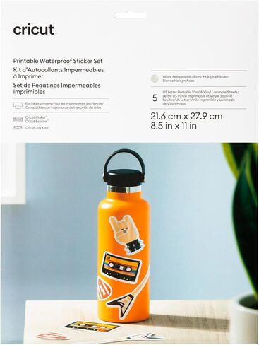 Cricut Printable Waterproof Holographic Sticker Set, Transparent - 10 Sheets in US Letter Size (8.5 x 11 in) - Compatible with Inkjet Printers - for Joy Xtra, Explore, & Maker Machines in Saudi Arabia