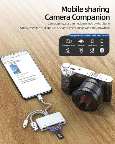 USB C Lightning USB محول 5in1 SD Micro SD قارئ بطاقة USB 3.0 منافذ شاحن لـ iPhone16 15 محول عصا الذاكرة متوافق مع Samsung Galaxy for iPad Pro MacBook Camera Storage Hub Accessories in Saudi Arabia
