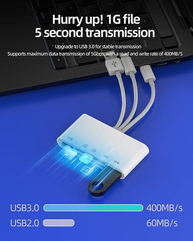 USB C Lightning USB محول 5in1 SD Micro SD قارئ بطاقة USB 3.0 منافذ شاحن لـ iPhone16 15 محول عصا الذاكرة متوافق مع Samsung Galaxy for iPad Pro MacBook Camera Storage Hub Accessories in Saudi Arabia
