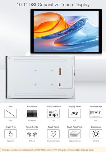 10.1inch DSI Capacitive Touch Display, 800×1280, IPS Panel, Optical Bonding Toughened Glass Panel, 10-Point Touch (10.1-DSI-Touch-A) in Saudi Arabia