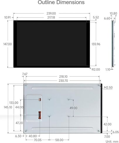 10.1inch DSI Capacitive Touch Display, 800×1280, IPS Panel, Optical Bonding Toughened Glass Panel, 10-Point Touch (10.1-DSI-Touch-A) in Saudi Arabia