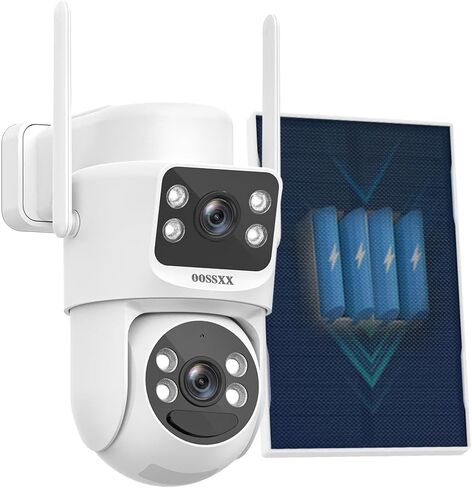 OOSSXX (2-Way Audio & 100% Wire-Free) Solar Security Cameras Wireless Outdoor, 2.5K Dual Lens PTZ 2.4G/5G WiFi Camera Solar Battery Powered, Color Night Version, Auto Tracking in Saudi Arabia