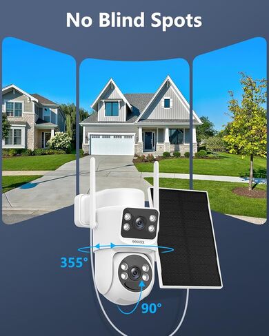 OOSSXX (2-Way Audio & 100% Wire-Free) Solar Security Cameras Wireless Outdoor, 2.5K Dual Lens PTZ 2.4G/5G WiFi Camera Solar Battery Powered, Color Night Version, Auto Tracking in Saudi Arabia