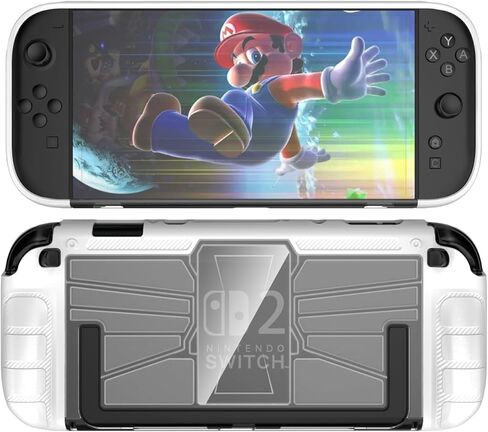 حافظة Miimall من السيليكون لغطاء Switch 2 2025، تصميم ممتص للصدمات ومضاد للخدش، صلب غير قابل للانزلاق من البولي كربونات + حافظة خلفية شفافة من مادة TPU لحافظة Switch 2 (أبيض) in Saudi Arabia