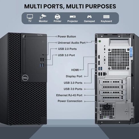 كمبيوتر سطح المكتب Dell Optiplex 3060 Mini Tower - Intel Core i5-8500 الجيل الثامن 3.0 جيجا هرتز - ذاكرة وصول عشوائي DDR4 سعة 16 جيجابايت - SSD سعة 256 جيجابايت - محرك أقراص ثابتة سعة 1 تيرابايت - شاشة جديدة مقاس 24 بوصة - شبكة WiFi مدمجة - Window 11 Pro  in Saudi Arabia