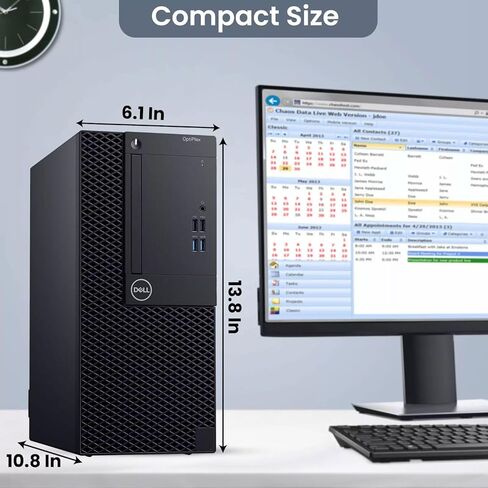 كمبيوتر سطح المكتب Dell Optiplex 3060 Mini Tower - Intel Core i5-8500 الجيل الثامن 3.0 جيجا هرتز - ذاكرة وصول عشوائي DDR4 سعة 16 جيجابايت - SSD سعة 256 جيجابايت - محرك أقراص ثابتة سعة 1 تيرابايت - شاشة جديدة مقاس 24 بوصة - شبكة WiFi مدمجة - Window 11 Pro  in Saudi Arabia