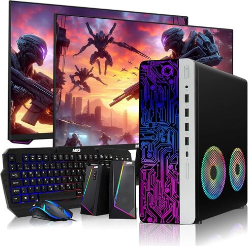 TechMagnet HP G4 Desktop RGB Computer PC Intel i7-8th Gen, 16GB DDR4 Ram 512GB SSD, Dual 24-inch Curved Monitor, RGB Speaker, Gaming Keyboard Mouse, 2X ARGB Fan WiFi, Windows 11 (Renewed) in Saudi Arabia