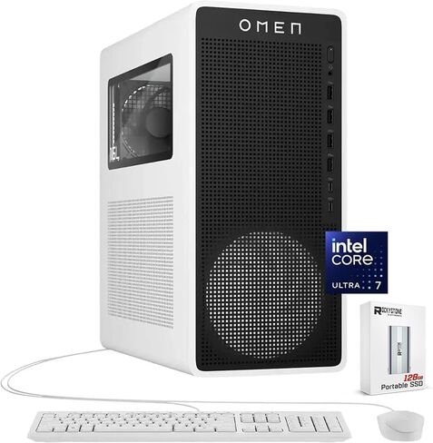 كمبيوتر مكتبي HP OMEN 16L للألعاب، Intel Ultra 7 265F(Beats Intel i7-14700F)، ذاكرة وصول عشوائي 32 جيجابايت، 1 تيرابايت SSD، NVIDIA GeForce RTX 5060 Ti، Windows 11 Home، Microsoft Copilot، Panda Metal، (2025) مع 128 جيجابايت PSD in Kuwait