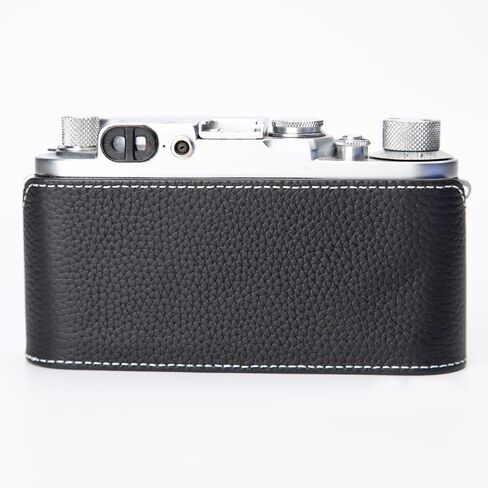 حافظة كاميرا من الجلد الأصلي العتيق، واقي كاميرا من الجلد الأصلي بنصف غلاف لهاتف Leica IIIF (خط أسود-أبيض) in Saudi Arabia