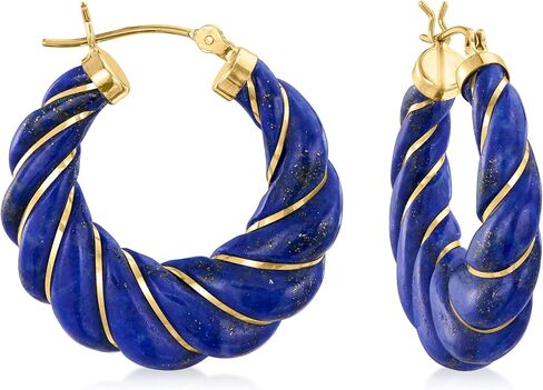 Ross-Simons Carved Gemstone Hoop Earrings with 14kt Yellow Gold in Saudi Arabia