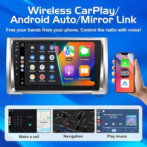 ستيريو راديو السيارة لسيارة Toyota Tundra 2014-2021، 8 Core، Android 14، وحدة رئيسية مع Carplay اللاسلكي وAndroid Auto، بلوتوث، التحكم الصوتي، شاشة لمس عالية الدقة 9 بوصات، AM/FM/RDS، كاميرا احتياطية، SWC in Kuwait