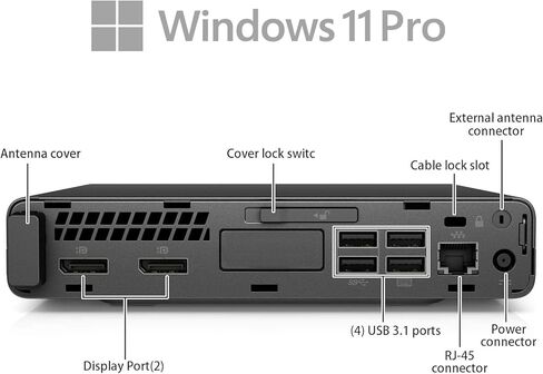 كمبيوتر مكتبي صغير HP Prodesk 600 G3، مع معالج Core i5-6500 (3.2 جيجا هرتز-3.6 جيجا هرتز)، ذاكرة وصول عشوائي DDR4 سعة 16 جيجا بايت، 256 SSD، USB WiFi+BT، لوحة مفاتيح وماوس، Windows 11 Pro (متجدد) in Kuwait