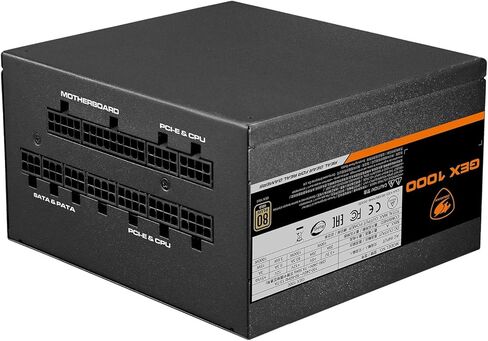 COUGAR Gaming GEX1000, ATX3.0 Power Supply, 140mm in Length, 80Plus Gold Certificate, 100% Refined Japanese Capacitors, Zero Noise, Durable HDB Fan in Saudi Arabia