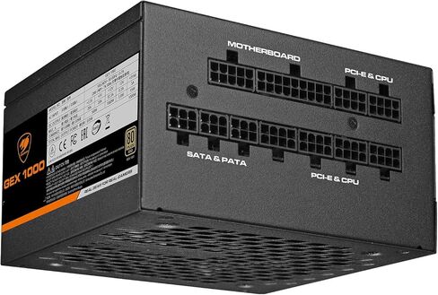 COUGAR Gaming GEX1000, ATX3.0 Power Supply, 140mm in Length, 80Plus Gold Certificate, 100% Refined Japanese Capacitors, Zero Noise, Durable HDB Fan in Saudi Arabia