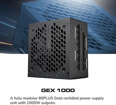 COUGAR Gaming GEX1000, ATX3.0 Power Supply, 140mm in Length, 80Plus Gold Certificate, 100% Refined Japanese Capacitors, Zero Noise, Durable HDB Fan in Saudi Arabia