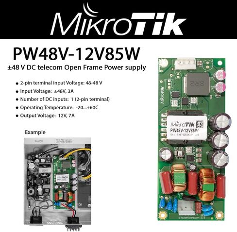 Mikrotik PW48V-12V85W ±48V Open Frame Power Supply with 12V 7A Output, for New r2 CCR revisions in Saudi Arabia