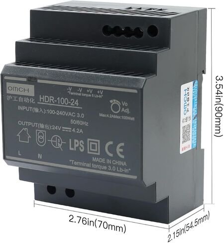HDR-100-24 24V 4.2A 100W مصدر طاقة السكك الحديدية DIN فائق النحافة على شكل خطوة للأتمتة الصناعية (100W، 24V 4.2A) in Kuwait