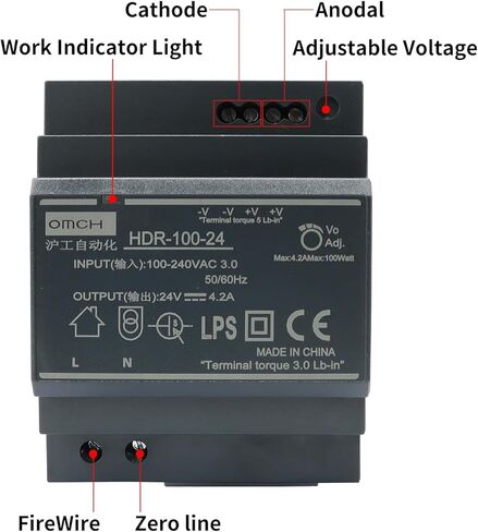 HDR-100-24 24V 4.2A 100W مصدر طاقة السكك الحديدية DIN فائق النحافة على شكل خطوة للأتمتة الصناعية (100W، 24V 4.2A) in Kuwait