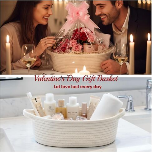5-Pack Nestable Cotton Rope Woven Baskets with Handles – Empty DIY Gift Basket kit, Gift Wrap Accessories, for Home Storage, Nursery Organization,Gift Basket for Valentines Day & Easter Basket in Saudi Arabia