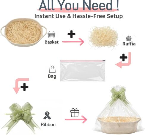 5-Pack Nestable Cotton Rope Woven Baskets with Handles – Empty DIY Gift Basket kit, Gift Wrap Accessories, for Home Storage, Nursery Organization,Gift Basket for Valentines Day & Easter Basket in Saudi Arabia