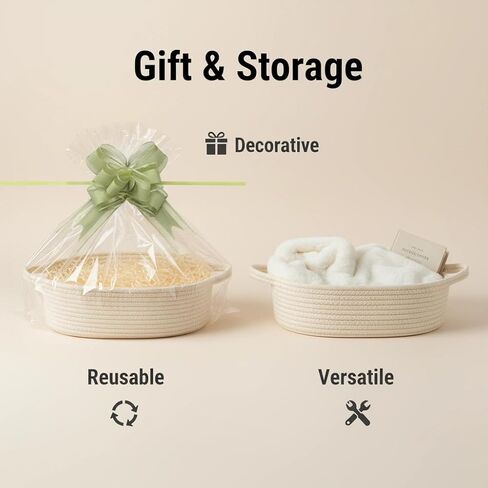 5-Pack Nestable Cotton Rope Woven Baskets with Handles – Empty DIY Gift Basket kit, Gift Wrap Accessories, for Home Storage, Nursery Organization,Gift Basket for Valentines Day & Easter Basket in Saudi Arabia