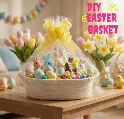5-Pack Nestable Cotton Rope Woven Baskets with Handles – Empty DIY Gift Basket kit, Gift Wrap Accessories, for Home Storage, Nursery Organization,Gift Basket for Valentines Day & Easter Basket in Saudi Arabia