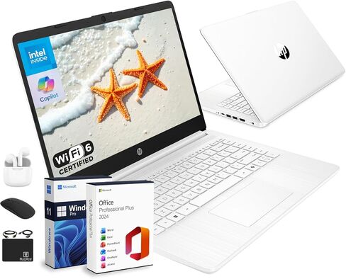 HP 14 Laptop Ultra Portable 2026 Business Home Student Computer, MS Office, Al Copilot, Intel CPU, 8GB RAM, 628GB Storage (128GB SSD + 500GB Ext), Wi-Fi 6, HubxcelAccessory, Win 11 Pro, Rose Gold in Saudi Arabia