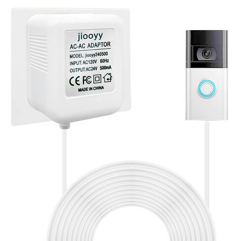 محول طاقة جرس الباب 24 فولت - محول سلك C بطول 16.4 قدم، محول جرس الباب يناسب الحلقة، Nest Hello، Wyze، أجراس باب الفيديو Eufy وSensi، Nest، Honeywell Thermostat (أسود) in Kuwait