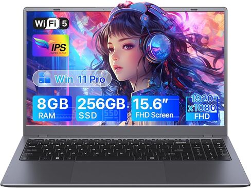كمبيوتر محمول 15.6 بوصة، معالج Pentium Gold (يصل إلى 3.4 جيجا هرتز)، ذاكرة الوصول العشوائي 8 جيجابايت، 256 جيجابايت SSD، شاشة 1080P IPS FHD، WIFI5، BT5، Type-C، USB 3.2، HDMI، Office Suite، كمبيوتر محمول Win11 للأعمال والطلاب in Kuwait