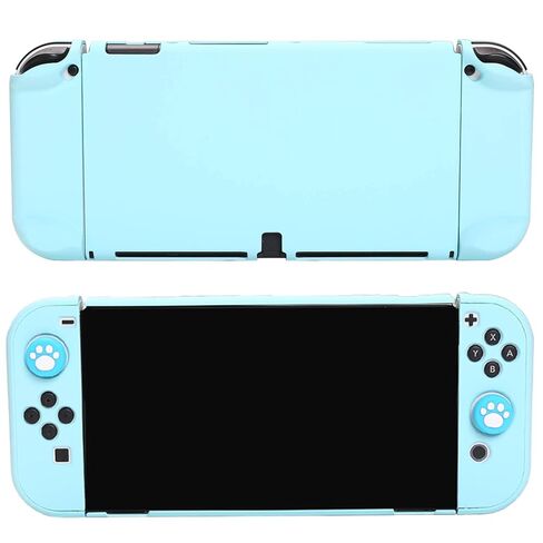 حافظة COMCOOL قابلة للإرساء لجهاز Nintendo Switch Oled - [حماية من السقوط من الدرجة العسكرية بطول 9 أقدام] [مع واقي شاشة من الزجاج المقسى ومقابض الإبهام] غطاء واقٍ لجهاز Nintendo Switch Oled - أزرق فاتح in Kuwait