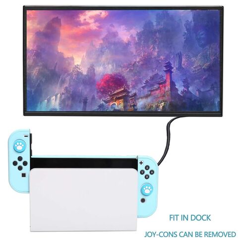 حافظة COMCOOL قابلة للإرساء لجهاز Nintendo Switch Oled - [حماية من السقوط من الدرجة العسكرية بطول 9 أقدام] [مع واقي شاشة من الزجاج المقسى ومقابض الإبهام] غطاء واقٍ لجهاز Nintendo Switch Oled - أزرق فاتح in Kuwait