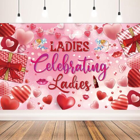 Galentines Day Backdrop, Ladies Celebrating Ladies Theme, Pink Hearts Photography Background,71x43 Inch in Saudi Arabia