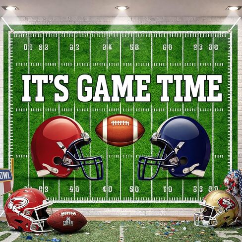 Super Bowl Party Backdrop Football Game Day Photo Background 8x6ft Big Game Watch Party Sports Theme Football Party Decoration Backdrop Banner for Super Bowl Sunday Indoor Event Celebration in Saudi Arabia
