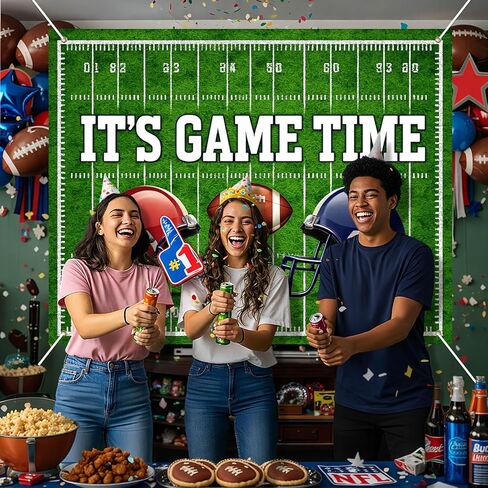 Super Bowl Party Backdrop Football Game Day Photo Background 8x6ft Big Game Watch Party Sports Theme Football Party Decoration Backdrop Banner for Super Bowl Sunday Indoor Event Celebration in Saudi Arabia