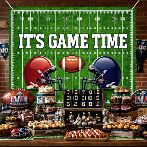 Super Bowl Party Backdrop Football Game Day Photo Background 8x6ft Big Game Watch Party Sports Theme Football Party Decoration Backdrop Banner for Super Bowl Sunday Indoor Event Celebration in Saudi Arabia