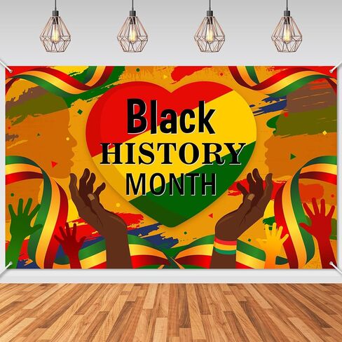 Mocsicka Black History Month Backdrop Banner African American Black History Month Indoor Outdoor Background Party Supplies (6x3.6ft) in Saudi Arabia